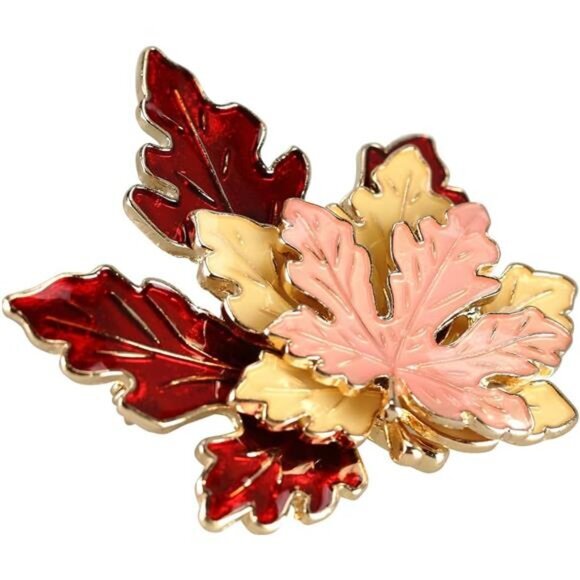 Fall Thanksgiving Brooch Pin, Autumn Fall Leaves Brooch Maple Leaf Pin - Picture 6 of 7